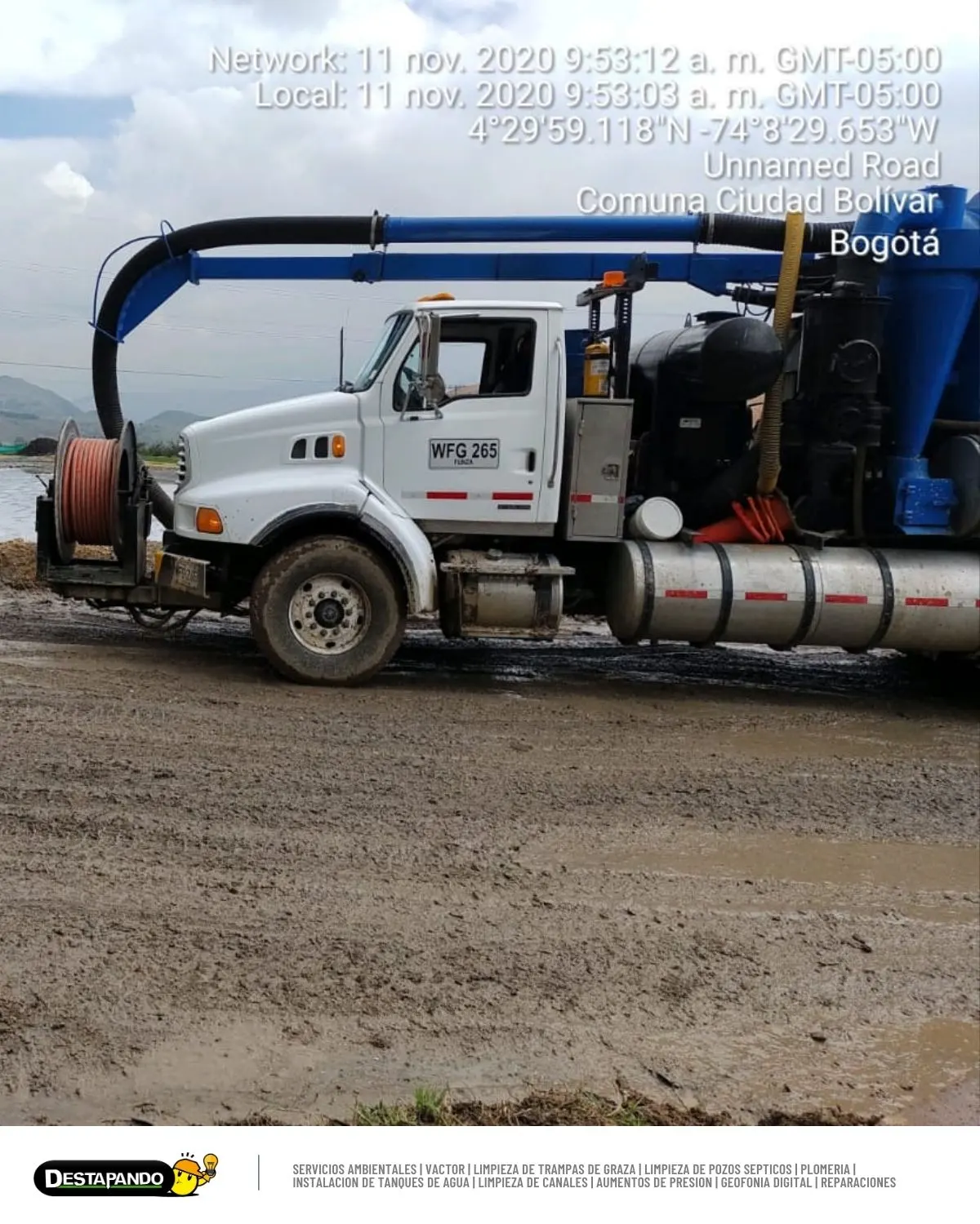 Operación de destape de cañerías en Bogotá